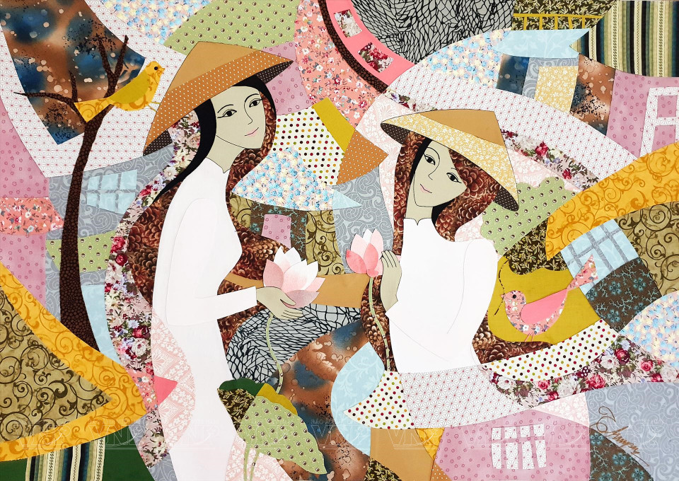 阮秋玄画家《没有季节的街道》的作品。图自越通社/《越南画报》