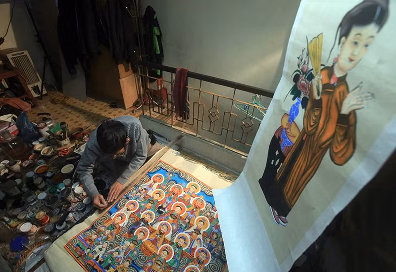 鼓街画的题材十分丰富，但主要是以供奉为目的，如香主、五虎、独虎等。（图片来源：人民报）