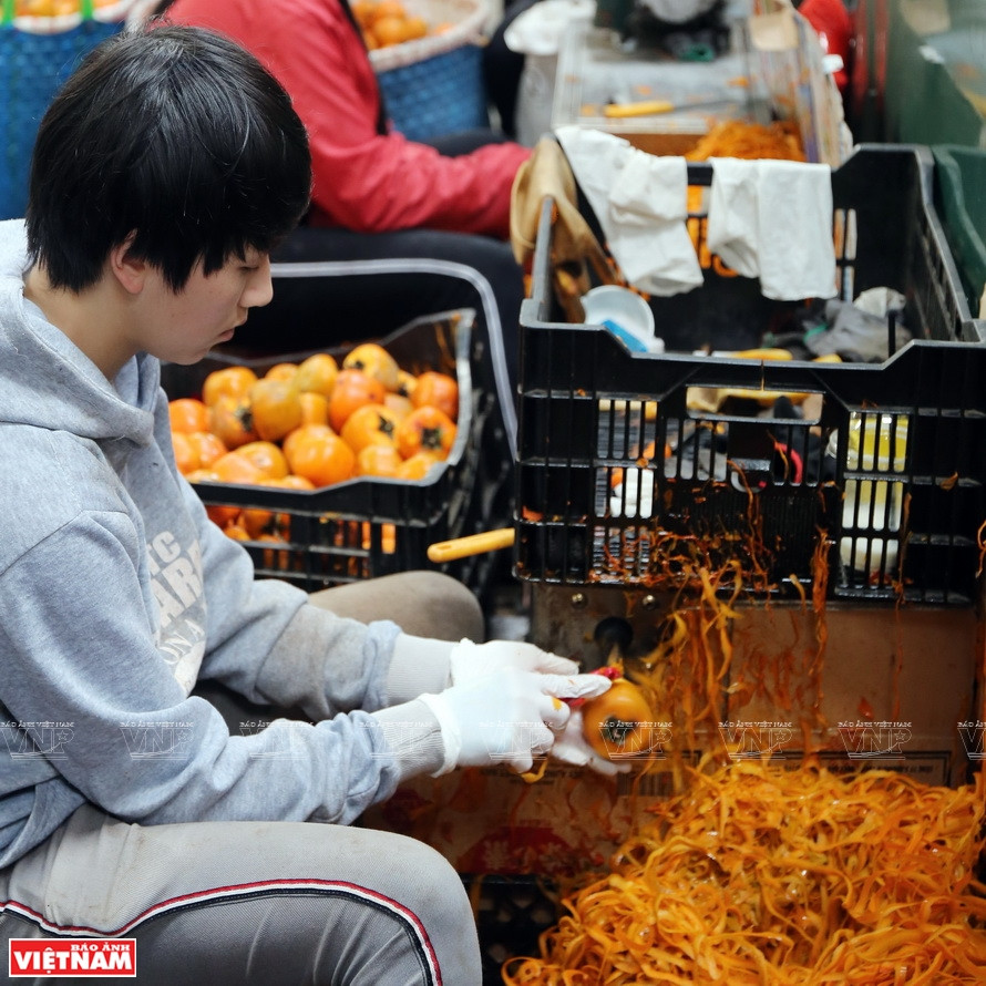 直到2017年，在日本国际协助组织和专家的帮助下，大叻市人委会才为果农举办关于采用日本技术制作风干柿子的培训班。《越南画报》记者 清和 摄