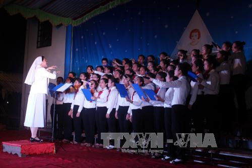 宜安省荣市宜富乡教堂合唱团表演（图片来源：越通社）