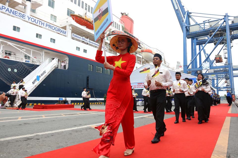 参加第46 届东南亚与日本青年船计划的文莱青年代表团。越通社记者 青武 摄