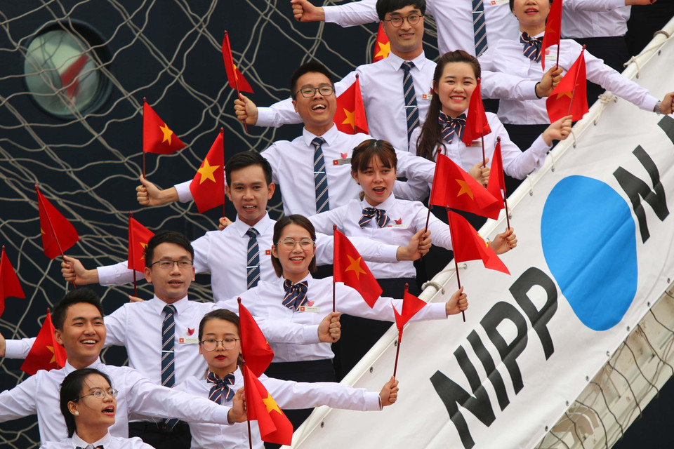 越南青年代表团参加第46 届东南亚与日本青年船计划。越通社记者 青武 摄