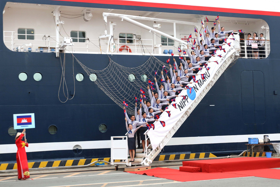 参加第46 届东南亚与日本青年船计划的柬埔寨青年代表团。越通社记者 青武 摄