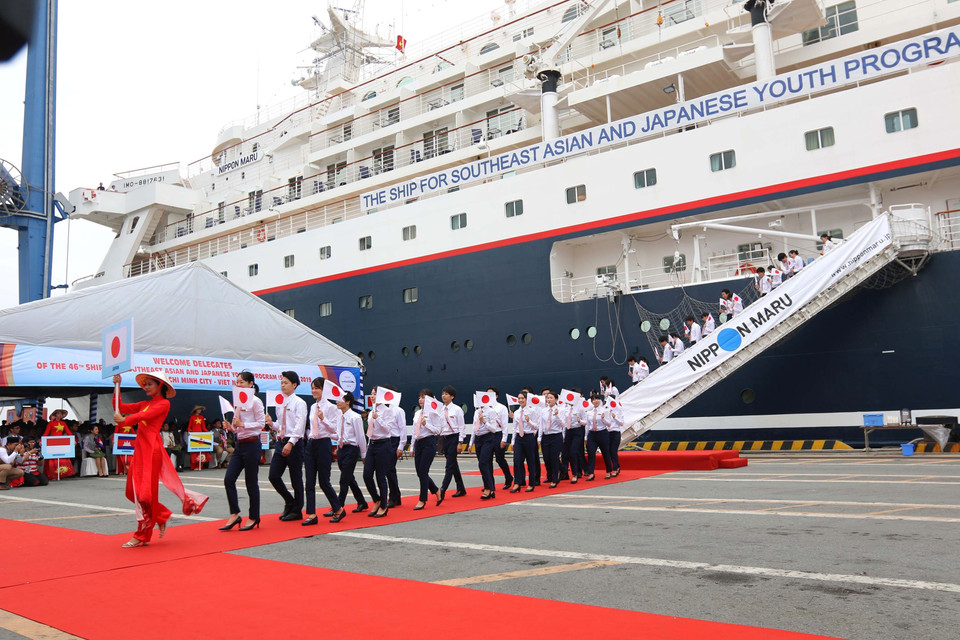 参加第46 届东南亚与日本青年船计划的日本青年代表团。越通社记者 青武 摄