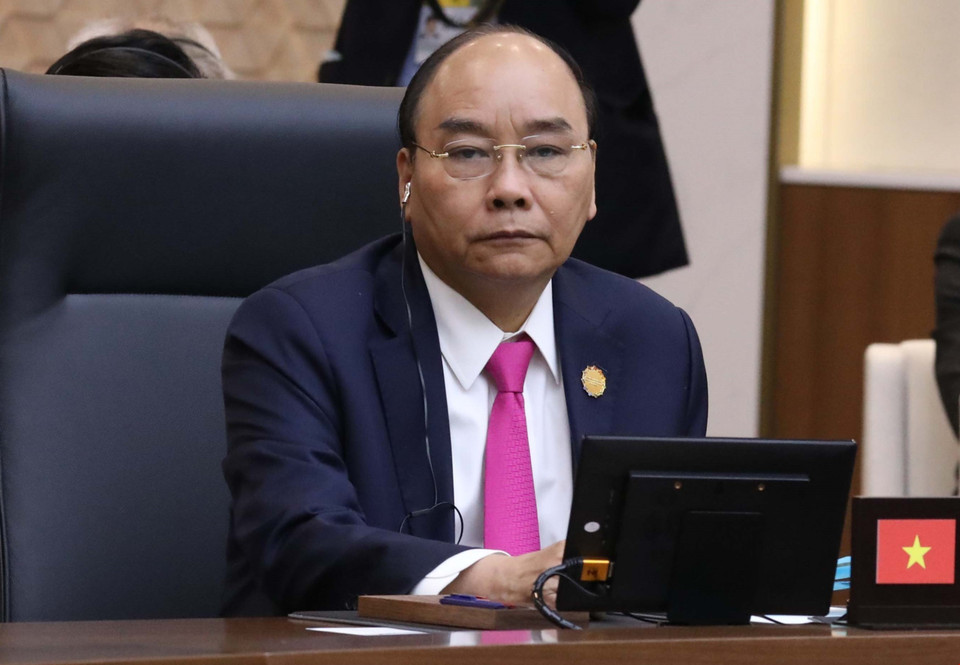 阮春福总理出席东盟-韩国对话关系30周年纪念峰会第一场讨论会。越通社记者 统一 摄