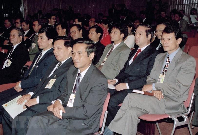 越南代表团出席第28届东盟外交部长会议。越通社记者 陈山 摄