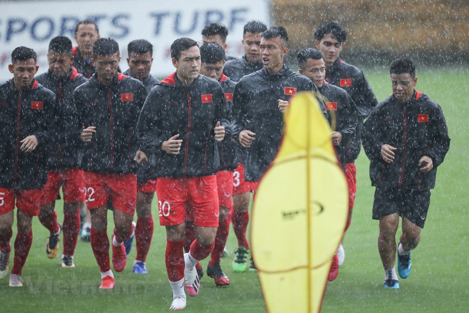 越南U22球队许多新球员也参加在此次排练。越通社记者 福校 摄