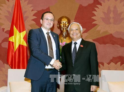 越南国会副主席旺周刘会见罗马尼亚社会党议员丹尼尔·巴布莱斯库。（图片来源：越通社）