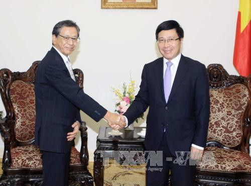 越南政府副总理范平明会见​前来辞行拜会的日本驻越大使大岛浩。（图片来源：越通社）