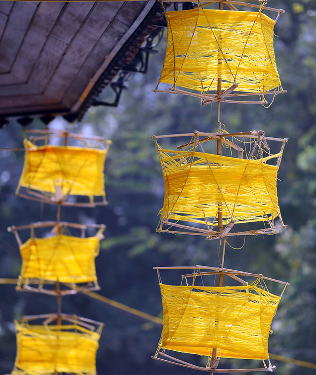 万福丝绸村的金色环锭纺纱（图片来源：人民报）