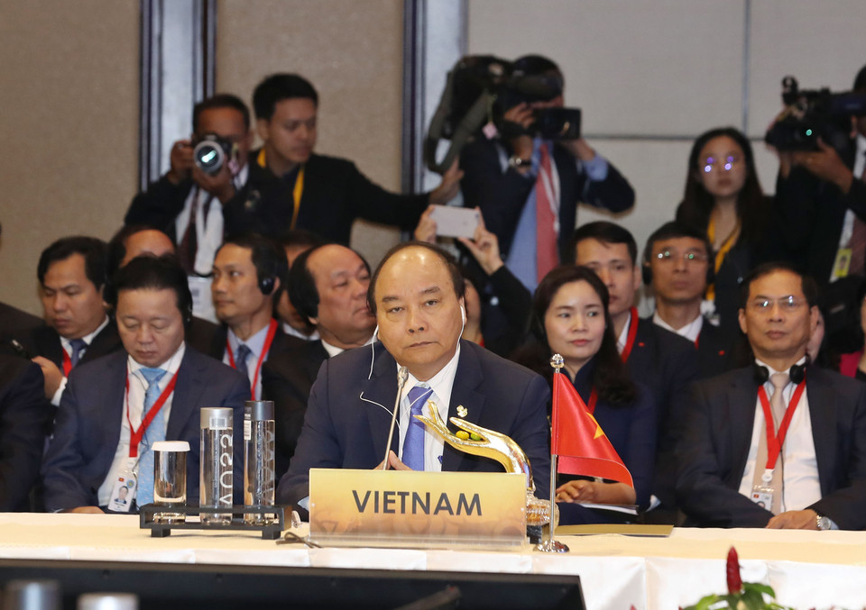 阮春福出席第八届伊洛瓦底江—湄南河—湄公河经济合作战略峰会。 越通社记者 统一 摄