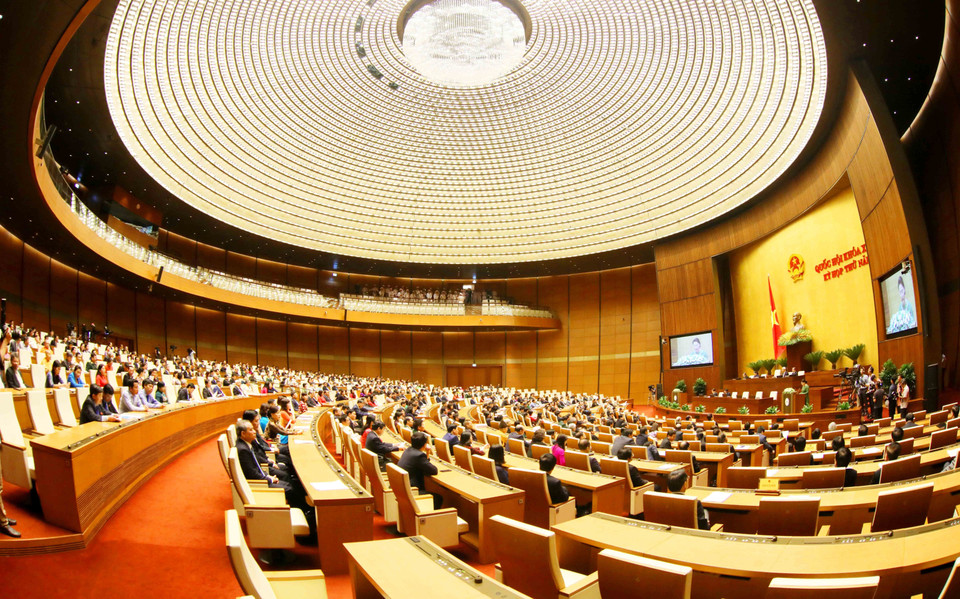 越南第十四届国会第五次会议闭幕式全景。（图片来源：越通社）