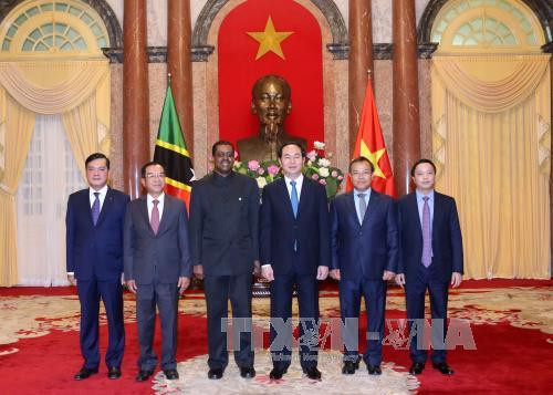 陈大光主席接受圣基茨和尼维斯联邦 驻越大使凯文·艾萨克（Kevin M.Isaac）递交的国书。