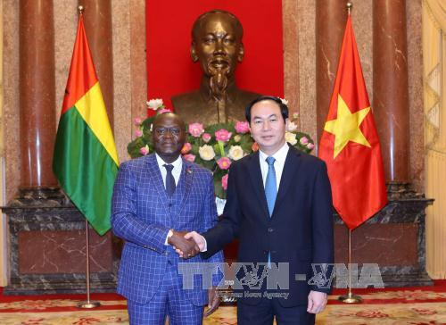  陈大光主席会见几内亚比绍 共和国驻越大使马兰·桑布。