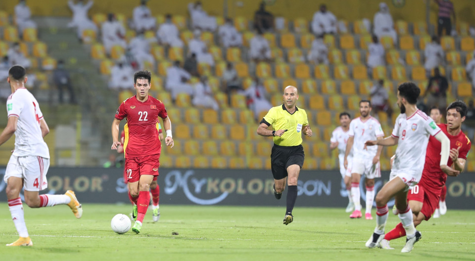 第84分钟，越南队球员进灵踢进一球，将比分缩小为3比1。越通社记者黄零摄