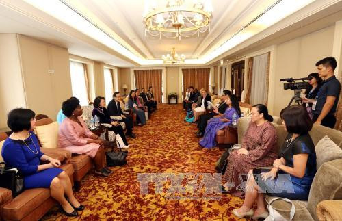 越南国家副主席邓氏玉盛会见前来出席2017年亚太经合组织妇女与经济公私对话的代表。（图片来源：越通社）