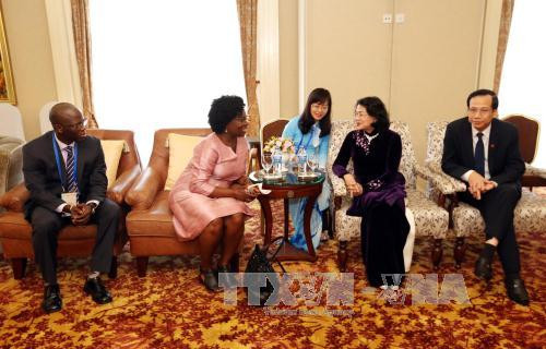 越南国家副主席邓氏玉盛会见前来出席2017年亚太经合组织妇女与经济公私对话的代表。（图片来源：越通社）