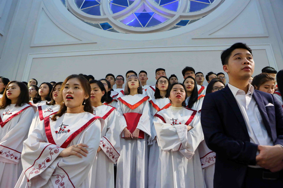 河内北门教堂教堂迎接圣诞节。图自越通社