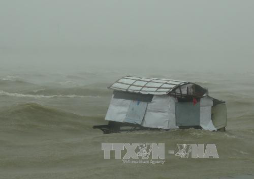 广平省遭受第十号台风袭击，海水大幅上升。（图片来源：越通社）