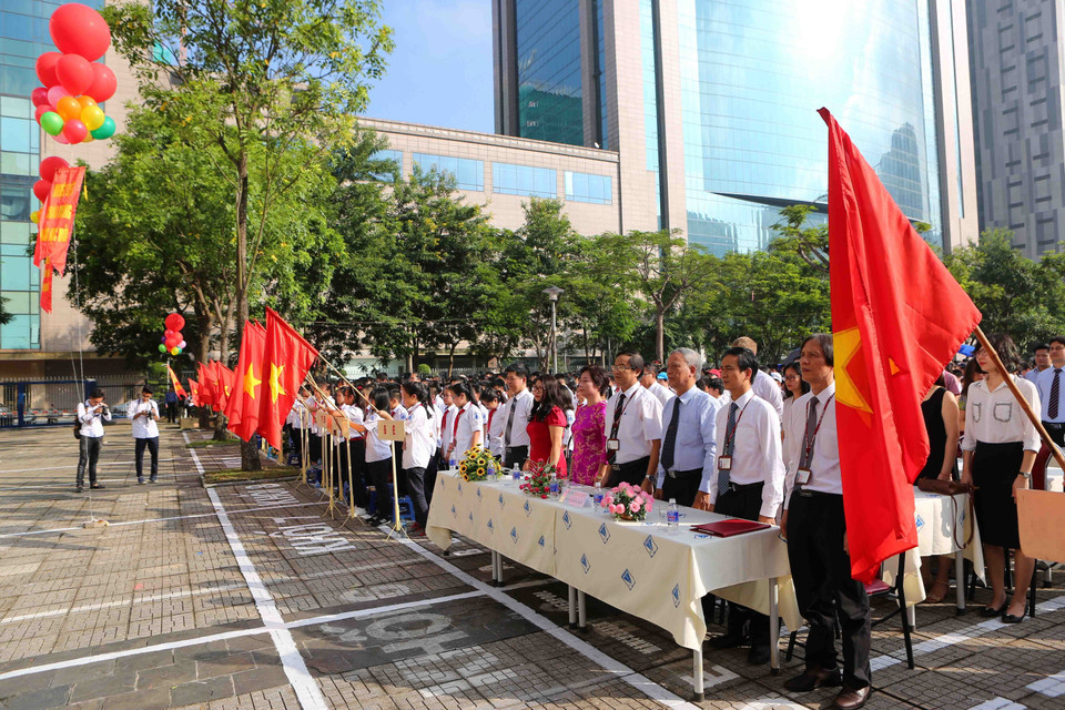 越南河内-阿姆斯特丹专科高中学校2018-2019新学年开学典礼。 越通社记者 成达 摄