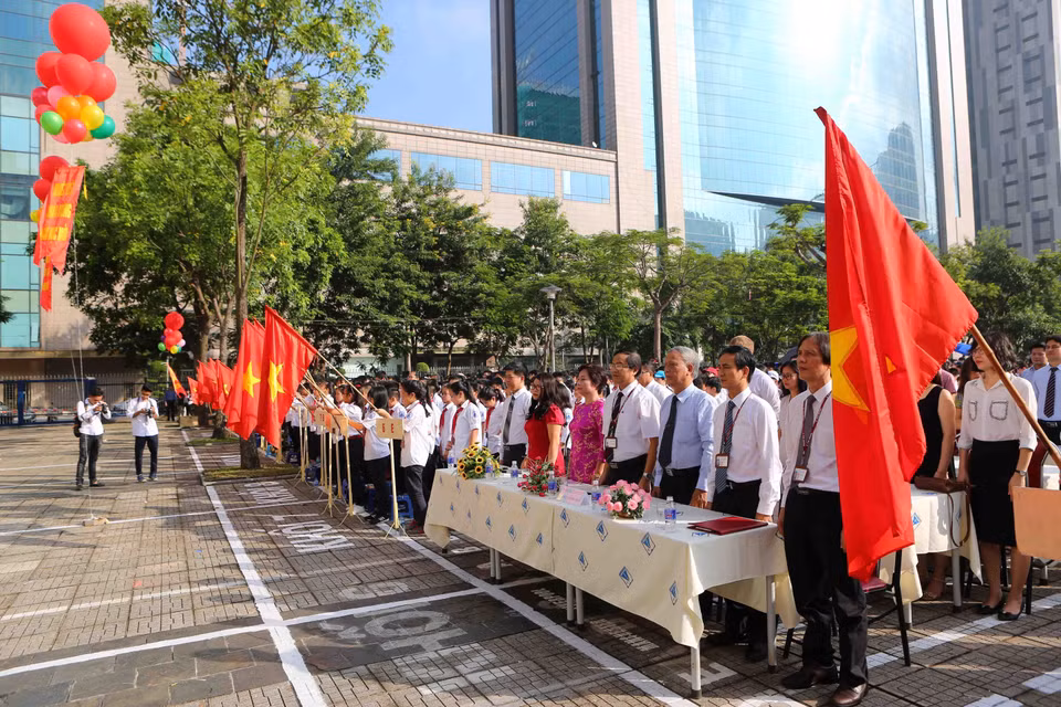 越南河内-阿姆斯特丹专科高中学校2018-2019新学年开学典礼。 越通社记者 成达 摄 