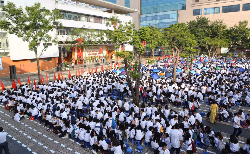 越南河内-阿姆斯特丹专科高中学校2018-2019新学年开学典礼。 越通社记者 成达 摄 