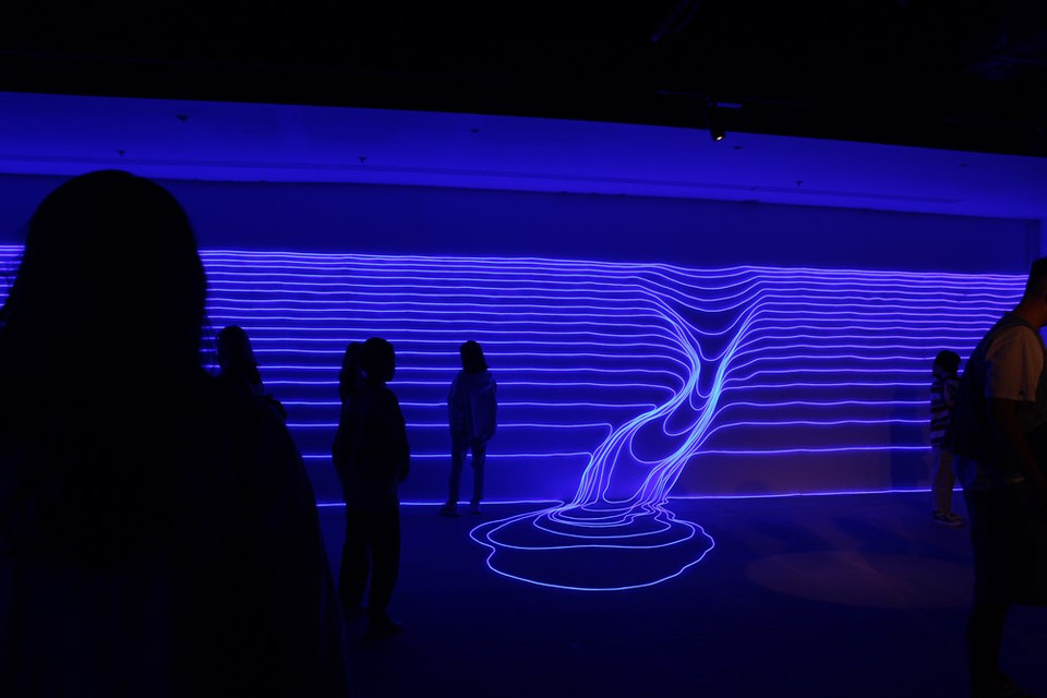  最刺激观众们视线就是装置艺术作品。这是杜协艺术家及其同学制作的题为“海洋肖像”作品。该作品以逆光背光拍摄技巧颇受观众们的喜爱。海洋是生命的摇篮，它为生命的诞生进化与繁衍提供了条件，海洋和生命的起源关系密切，生物的演变进化离不开海洋。时至今日，人类的生存和发展也离不开海洋。图自VIETNAM+