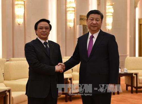 中共中央总书记、中国国家主席习近平在人民大会堂亲切会见了越共中央委员、中央对外部部长、越共中央总书记阮富仲的特使黄平君。