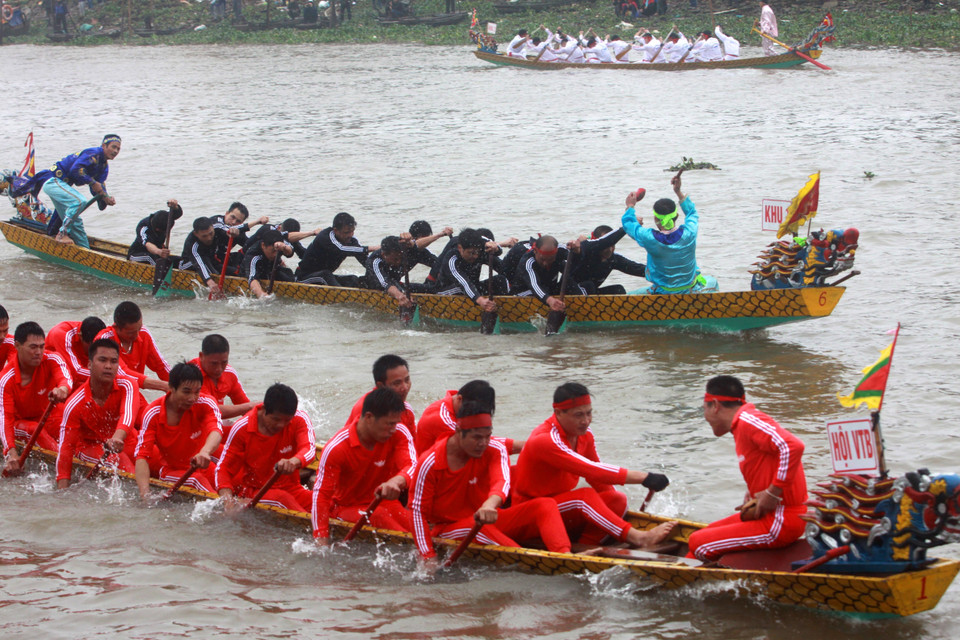 太平省2018年龙舟节。越通社记者 势阅 摄