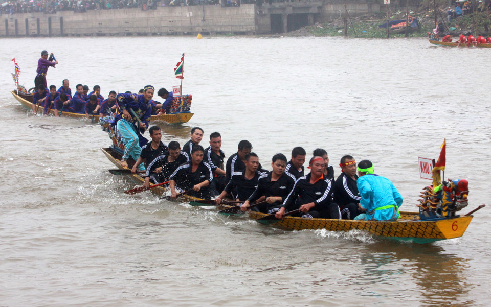 太平省2018年龙舟节节热闹场面。越通社记者 势阅 摄