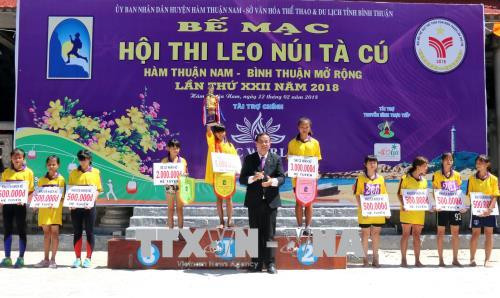 平顺省2018年邪句登山公开赛组委会向优秀运动员颁奖。越通社记者阮清 摄