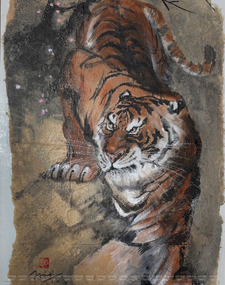 画家阮端宁的虎画。图自越南画报