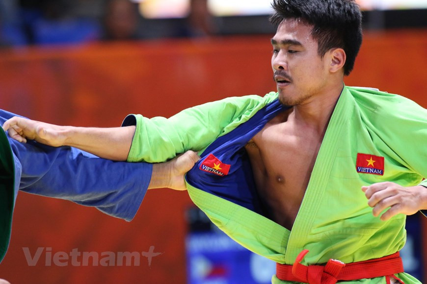 裴明君获得男子克拉术81公斤一下级金牌。图自Vietnamplus