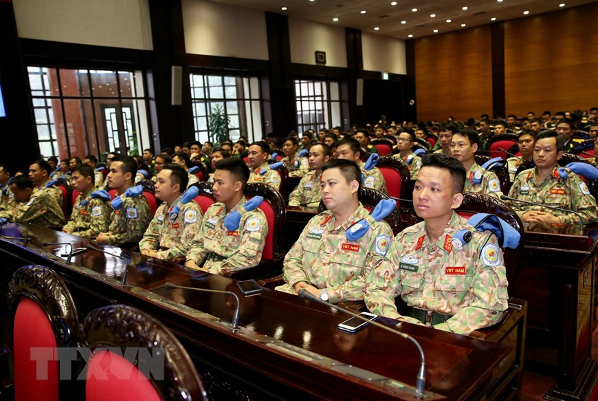 越南二号二级野战医院干部战士出席出征仪式。图自越通社