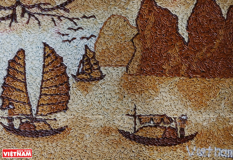 阮氏云的大米画以越南风土人情为主要题材。图自越通社