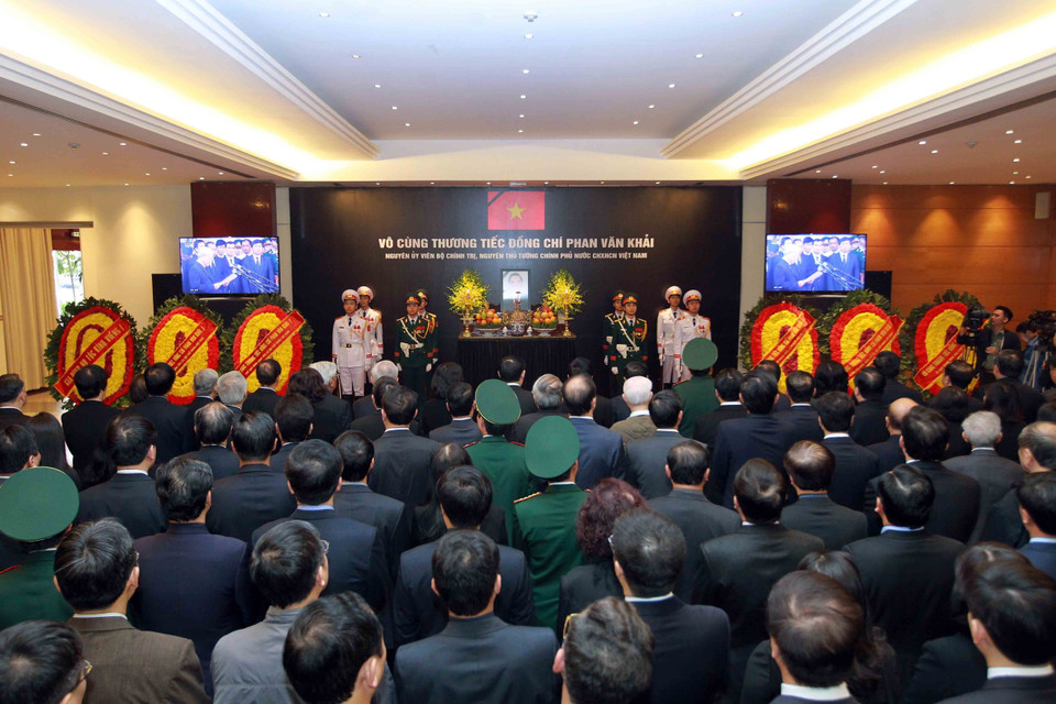 原政府总理潘文凯追悼会在河内举行。（图片来源：越通社）