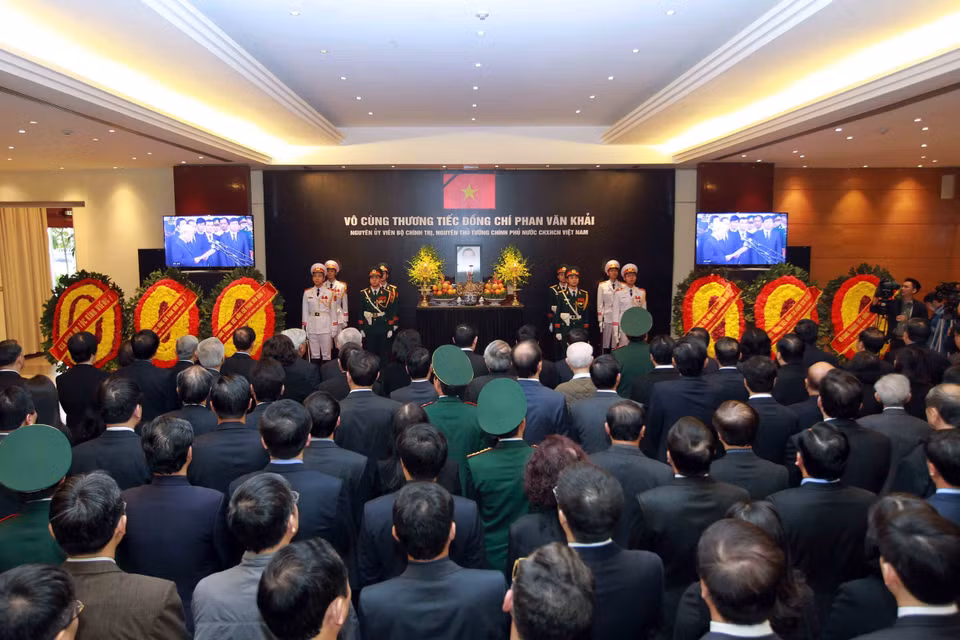 原政府总理潘文凯追悼会在河内举行。（图片来源：越通社）