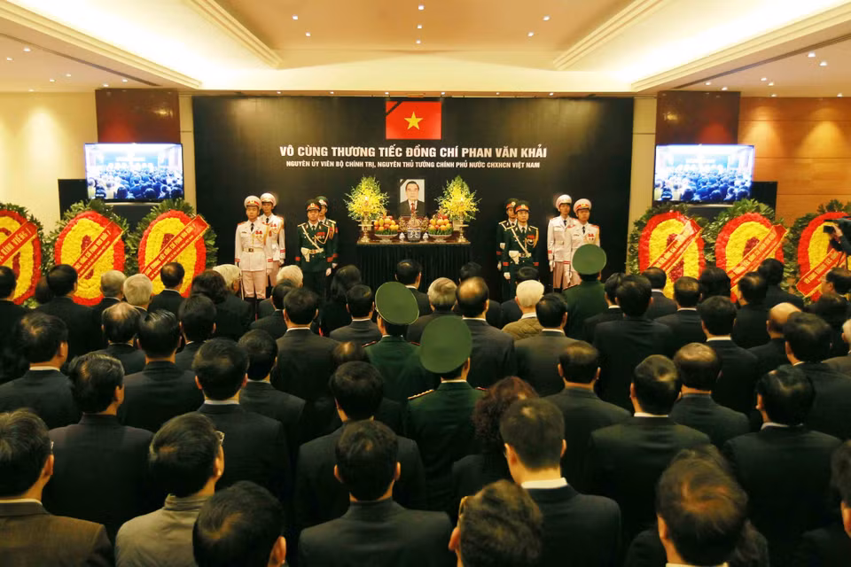 原政府总理潘文凯追悼会在河内举行。（图片来源：越通社）
