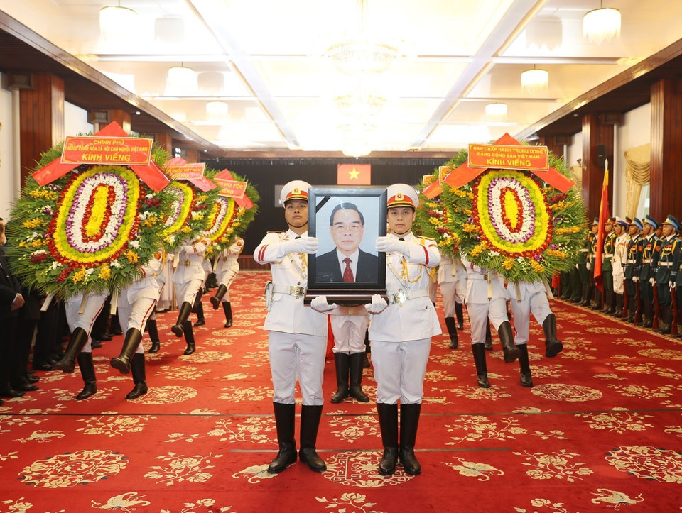 原政府总理潘文凯追悼会和安葬仪式在胡志明市举行。（图片来源：越通社）