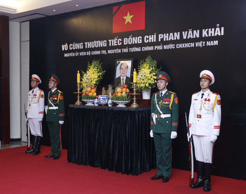 越南原政府总理潘文凯吊唁仪式3月20日在河内国际会议中心举行。（图片来源：越通社）