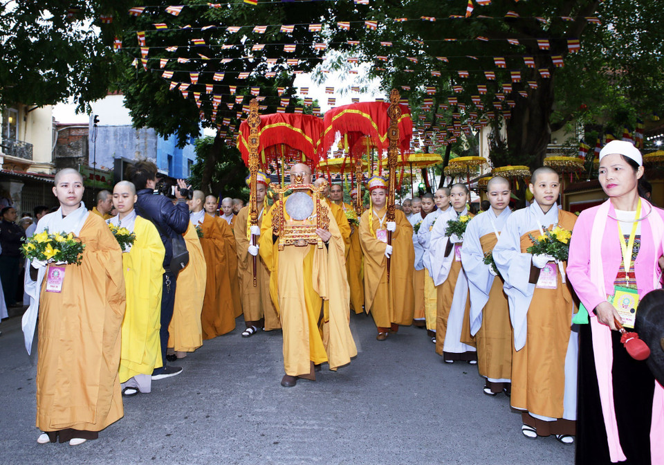 越南佛教协会第八次全国代表大会在河内隆重开幕。（图片来源：越通社）