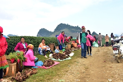游客可以在芥菜花田边的小摊买到当地纪念品送给亲朋好友。（图片来源：人民军队报）