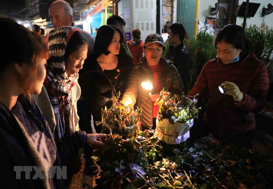 广霸花市被评为花最美丽，最新鲜的花卉集散地之一。越通社记者 日英 摄