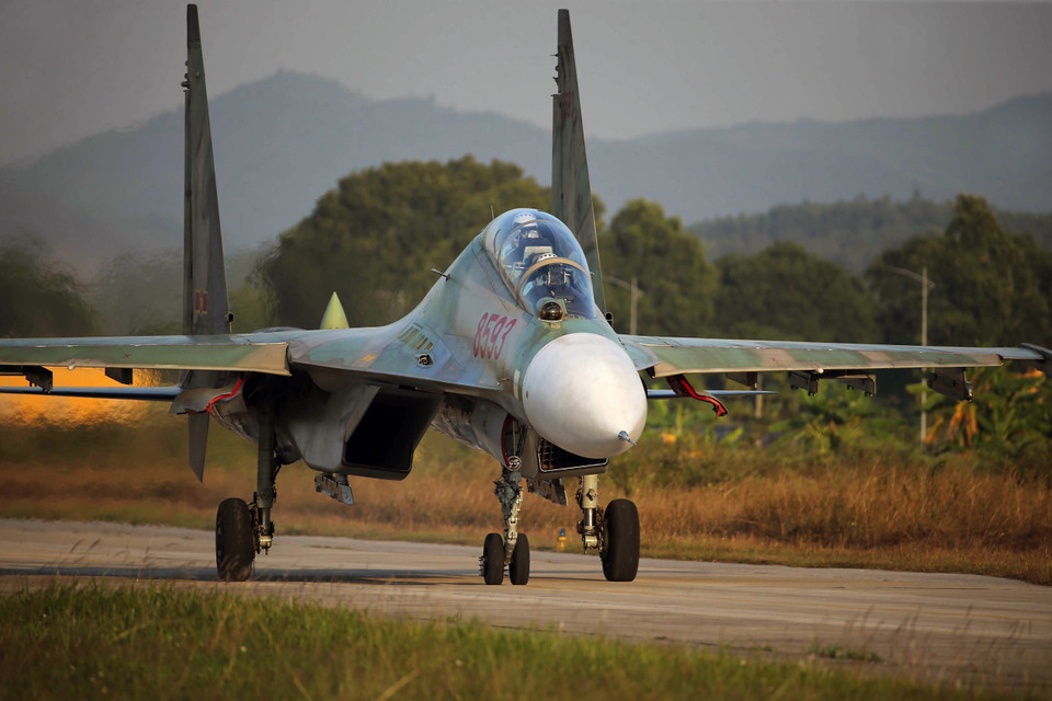 越南防空空军军种第371师团蓝山空军团的俄罗斯Su-30MK2歼击机。图自越通社