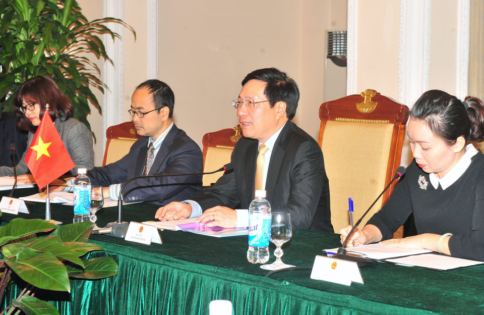 越南政府副总理兼外交部长范平明。（越通社记者阮康 摄）