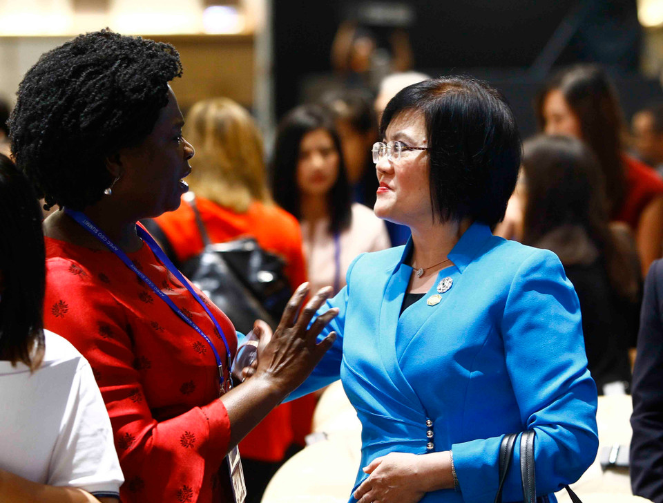 代表们在2017年APEC工商领导人峰会期间交换意见。（图片来源：越通社）