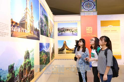 此展也吸引了热爱中国文化和自然美景的越南学生的关注。（图片来源：越通社）