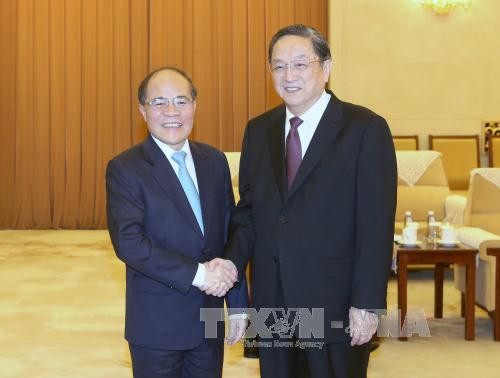  此前，越南国会主席阮生雄会见中共中央政治局常务委员、中国人民政治协商会议主席俞正声。