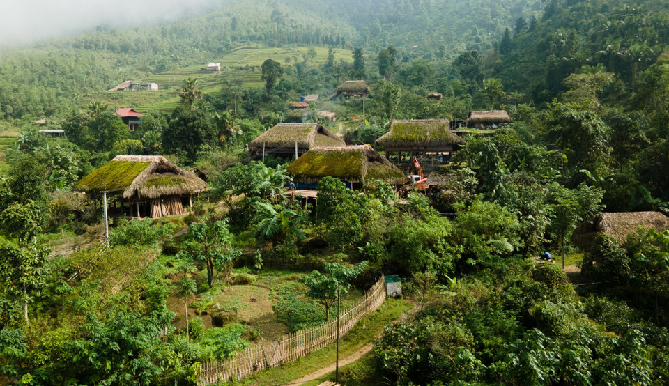 屋顶常年长满青苔，成为自然的“隔热层”，让屋子夏凉冬暖。图自 越通社
