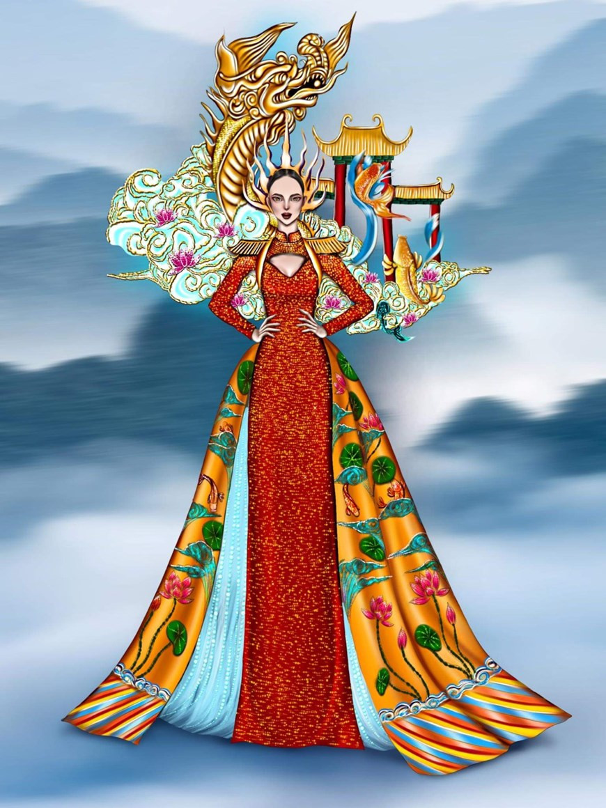 由阮玉水仙设计的《鲤鱼变龙》作品。图自 Vietnam+